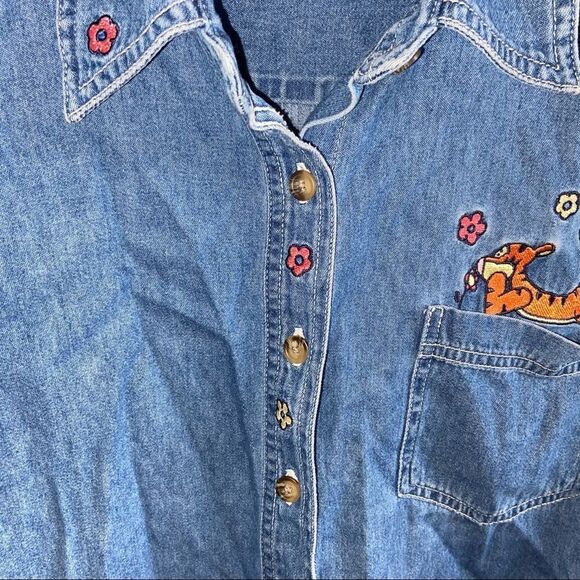 Winnie the Pooh embroidered jean button up tank - Picture 4 of 8